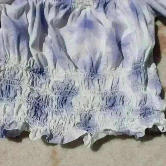 LEVI'S Milkmaid Smocked Floral Puff Balloon Off Shoulder Crop Top Women Med - Picture 12 of 13